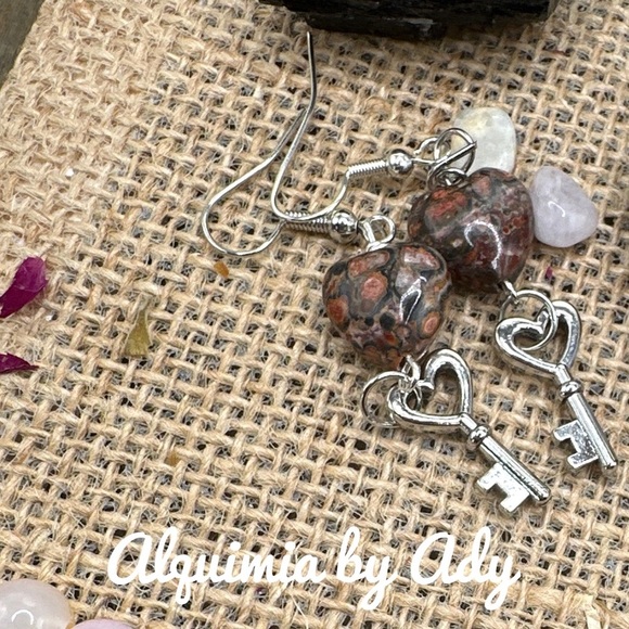 Hearts Ocean jasper spheres silver dangle earrings - Picture 1 of 1